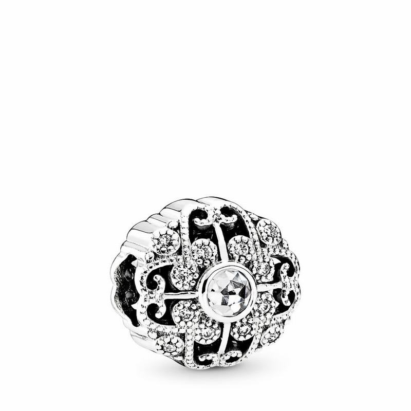 Pandora Fairytale Bloom Charm - Sterling Silver/Cubic Zirconia - Canada | NE6454CL